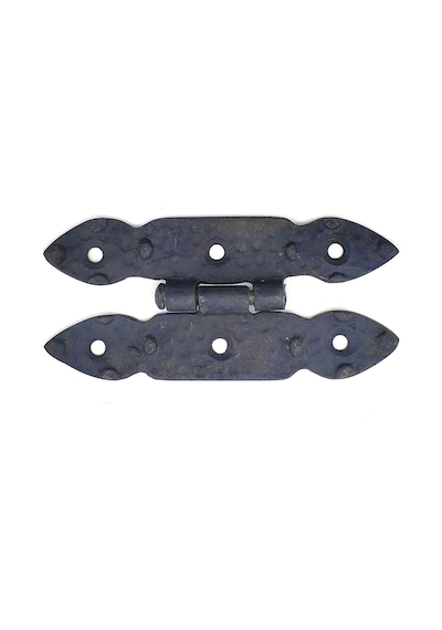 Antika Tarz Dekoratif Pirinç Düğmeli Menteşe - 117x57 Mm, Oksit