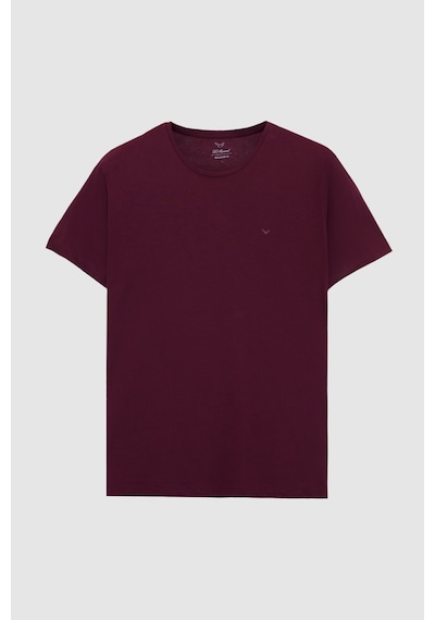 D's Damat Ds Damat Regular Fit Mürdüm Düz Nakışlı %100 Pamuk T-shirt 4hc140632006m MÜRDÜM