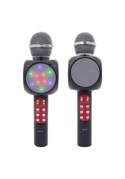 Led Işıklı Şarjlı Kablosuz Karaoke Mikrofon Bluetooth Hoparlör Ses Değiştirme Sd Kart Usb Girişli
