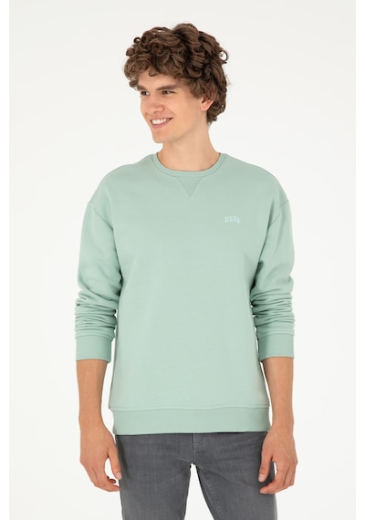 U.S. Polo Assn. Erkek Bisiklet Yaka Su Yeşili Basic Şardonlu Sweatshirt 50295148-VR048