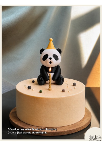 Mum Üfleyen Panda Pasta Süsü-doğum Günü,parti,pasta Süsleme-figür Oyuncak 0 - 20