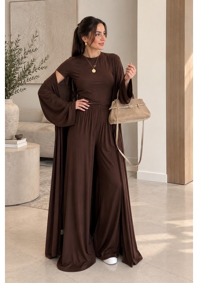 Unika Boutique Kadın Sofia Penye Üçlü Takım kahverengi