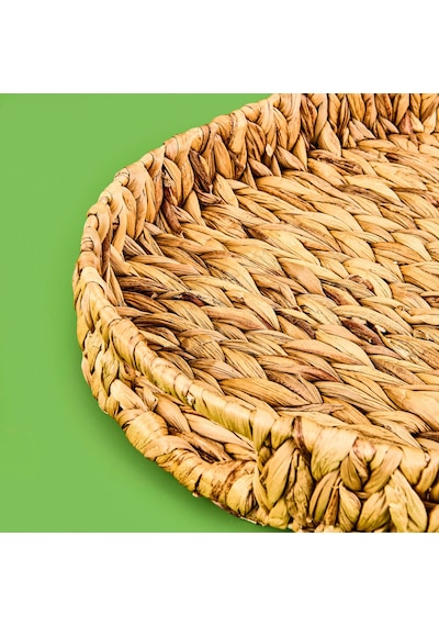 Büyük Boy Örgü Oval Tepsi Sepet - Kahverengi - 42x33x5,5 Cm