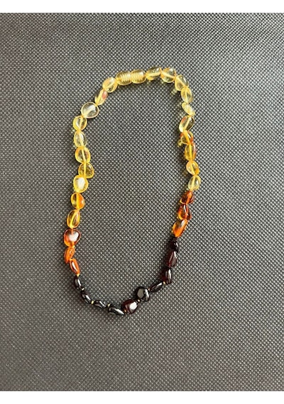 Doğal Damla Kehribar Bebek Kolye Çift Renk Unisex Sertifikalı Ks2278