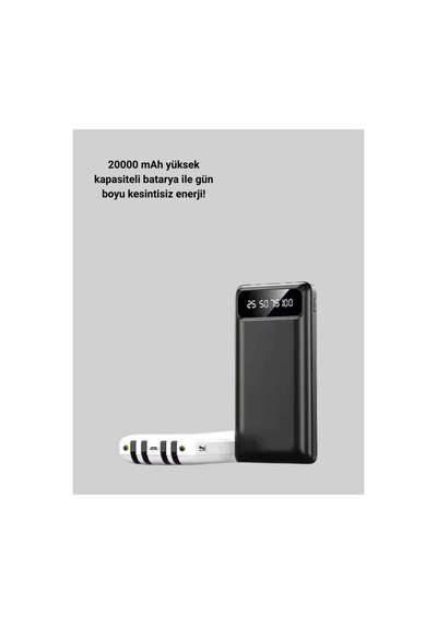 20.000mah Pd Powerbank Led Işık Lcd Ekran Dahili Kablo Çoklu Giriş Yeni Nesil Altın