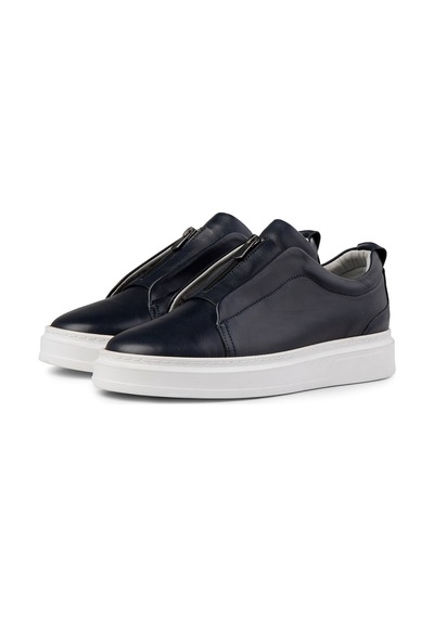 Ducavelli Ventu Erkek Hakiki Deri Sneaker, Fermuarlı Sneaker, Hakiki Deri Sneaker, Erkek Sneaker Lacivert