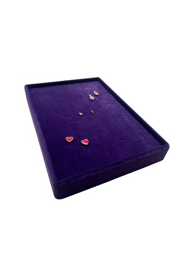 Süet Kumaş Mor Renk 24/17 Cm Batırmalı Piercing - Küpe Tablası