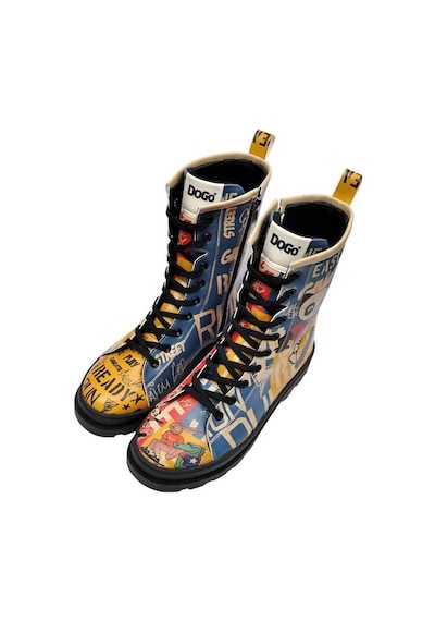 Kadın Vegan Deri Çok Renkli Fermuarlı Uzun Bot - Skaters Tasarım Multicolor