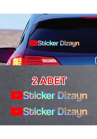 Kişiye Özel Youtube 2 Adet Sticker - Araba Oto Motosiklet Karavan Sticker Etiket 00307 60 Cm