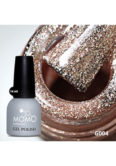 Momo Professional Glitter Kalıcı Oje G004 Rose Gold 14 Ml