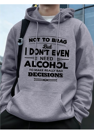 Startmore Tarzsokak Gerçekten Kötü Kararlar Verin Baskılı Erkek Kapüşonlu Üstü Sonbahar Bol Sweatshirt Hip Hop Ce Gri
