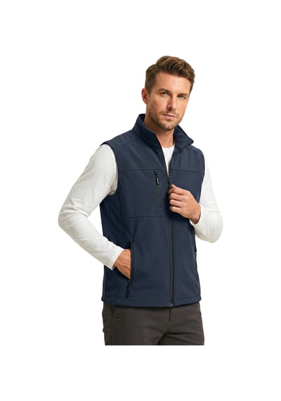 Genius Store Erkek Yelek Softshell Su Geçirmez Tam Fermuarlı Cepli Normal Kalıp Spor Yelek Lacivert