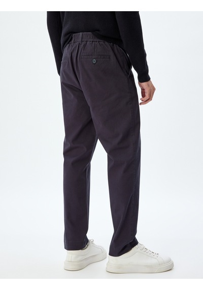 Koton Chino Pantolon Gabardin Cep Detaylı Düğmeli Pamuklu Lacivert 5wam40038hw Lacivert