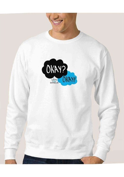 The Fault In Our Stars Baskılı Beyaz Erkek Örme Sweatshirt