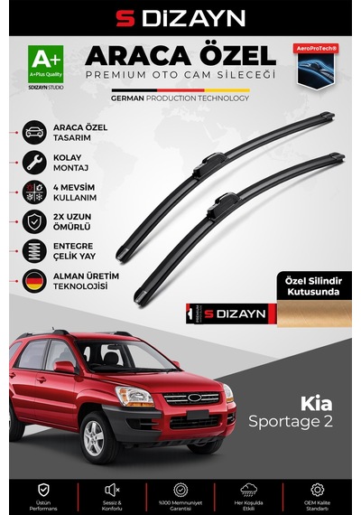 S-dizayn Kia Sportage Ön Cam Silecek Seti 2004-2010 Premium Araca Özel 60-40 Cm A+ Kalite
