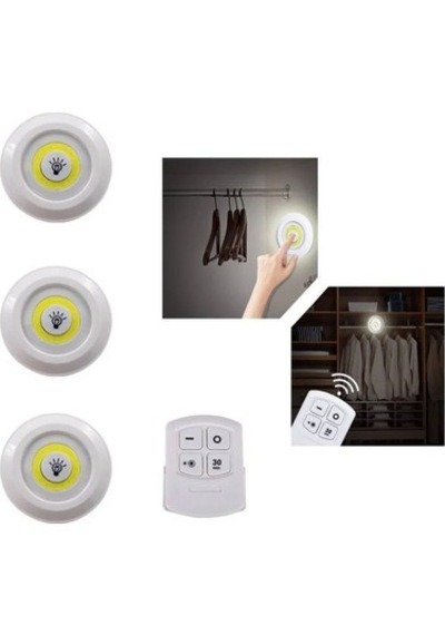 Uzaktan Kumandalı Yapışkanlı 3 Lü Led Spot Lamba 5492 Çr
