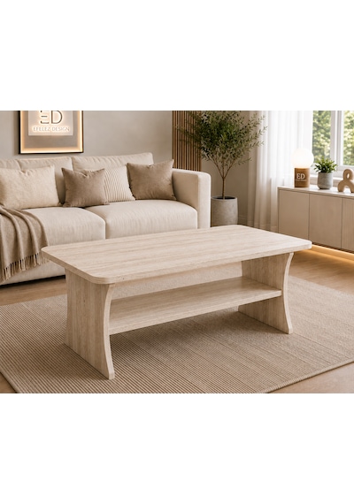 Vera Orta Sehpa, Alt Raflı Orta Sehpa, 100 X 60 Cm, Yükseklik 50 Cm, Kavisli Tasarım, Demonte Traverten Vera Orta Sehpa, Alt Raflı Orta Sehpa, 100 X 60 Cm, Yükseklik 50 Cm, Kavisli Tasarım, Demonte Traverten