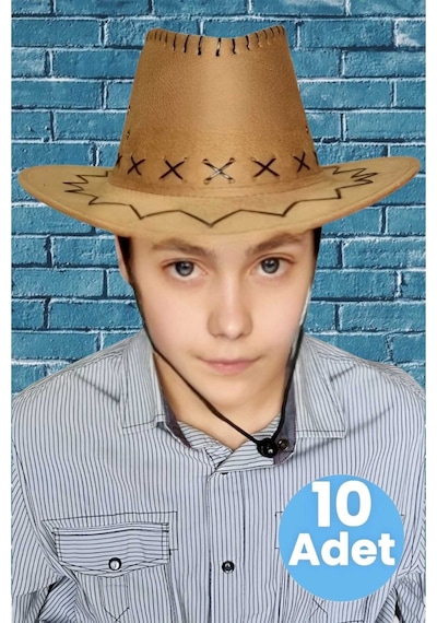 Uniquetrenders Çocuk Unisex 10'lu Nubuk Kovboy Şapkası 8-14 Yaş Cappuccino Uniquetrenders Çocuk Unisex 10'lu Nubuk Kovboy Şapkası 8-14 Yaş Cappuccino