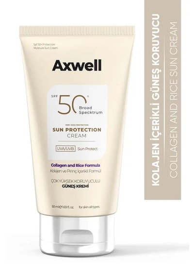 Axwell Spf50+ Pirinç & Kolajen İçerikli Güneş Kremi 50 Ml