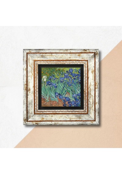 Lexroo Van Gogh İrisler Taş Duvar Tablosu - Çerçeveli Taş Tablo - Dekoratif Duvar Sanatı