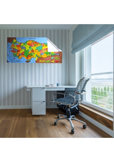 Buffer Renkli Türkiye Haritası Manyetik Yapıştırıcı Gerektirmeyen Duvar Stickerı 118 Cm 56 Cm 11