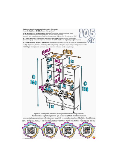 Aven 105 Cm Çekmeceli Ve Sepetli Çok Amaçlı Dikey Banyo Ve Mutfak Dolabı Beyaz 55+50 X160x32,5 Cm Aven 105 Cm Çekmeceli Ve Sepetli Çok Amaçlı Dikey Banyo Ve Mutfak Dolabı Beyaz 55+50 X160x32,5 Cm