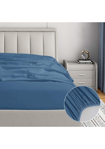 Soley Jersey %100 Pamuk Çift Kişilik 140 X 200 Lastikli Çarşaf İndigo Mavi