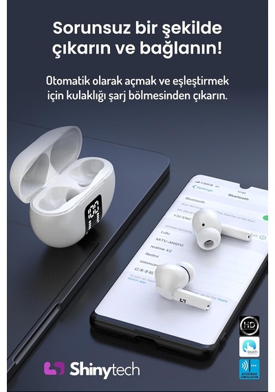 Tr St70 Aktif Gürültü Engelleyici Anc Kablosuz Bluetooth Kulaklık Beyaz Genel