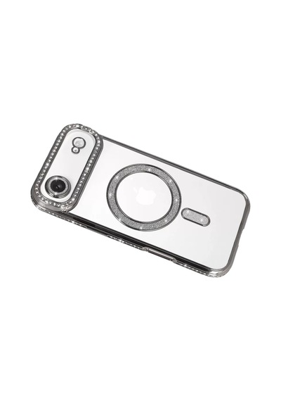 Newface Apple İphone 17 Air Joke Simli Magneticsafe Kılıf - Gümüş