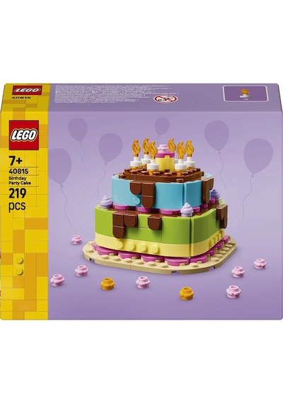 LEGO® Doğum Günü Pastası 40815 – 7 Yaş ve Üzeri Çocuklar için Mum İçeren Dekoratif Oyuncak Yapım Seti (219 Parça)