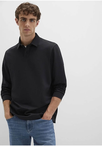 Mavi Düğme Detaylı Siyah Erkek Polo Yaka T-shirt M0613043-900 Siyah