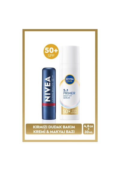 Sun Spf50 Güneş Koruyucu Primer Nemlendirici Makyaj Bazı30ml Ve Kırmızı Renk Nemlendirici Dudak Krem