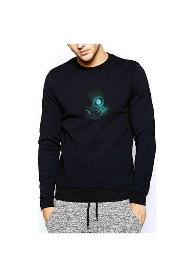 Undertale Minimalist Baskılı Siyah Erkek Örme Sweatshirt