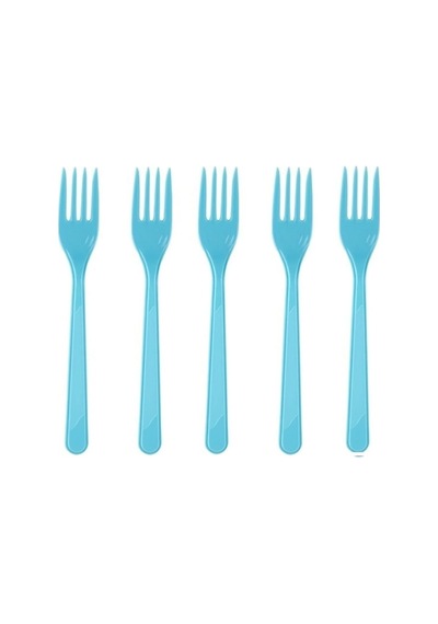 Mavi Plastik Çatal 18 Cm-25 Adet Genel
