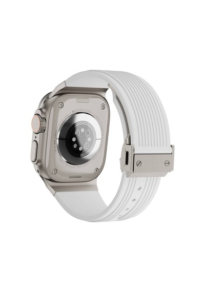 Watch Ultra 49mm Clo Krd-113 Spor Görünümlü Silikon Kordon-beyaz