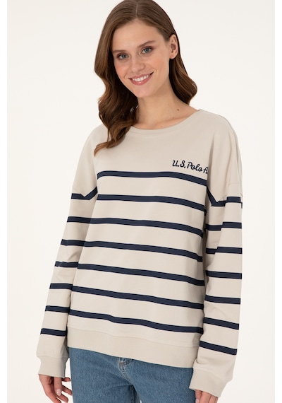 U.S. Polo Assn. Kadın Taş Çizgili Bisiklet Yaka Sweatshirt 50297279-VR049 U.S. Polo Assn. Kadın Taş Çizgili Bisiklet Yaka Sweatshirt 50297279-VR049
