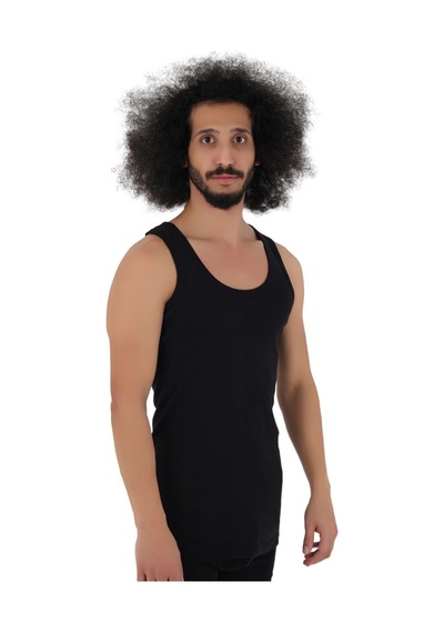 Cennetoğlu 12 Adet Erkek Penye Atlet Ekonomik Paket Siyah Siyah