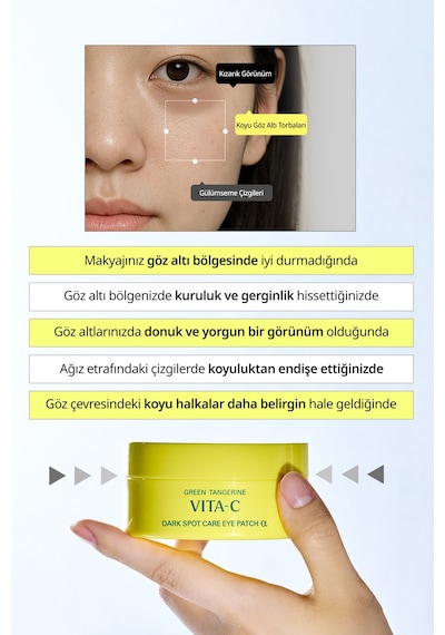 Goodal Yeşil Mandalina Özlü, Aydınlatıcı Göz Altı Maskesi Green Tangerine Vita C Eye Gel Patch