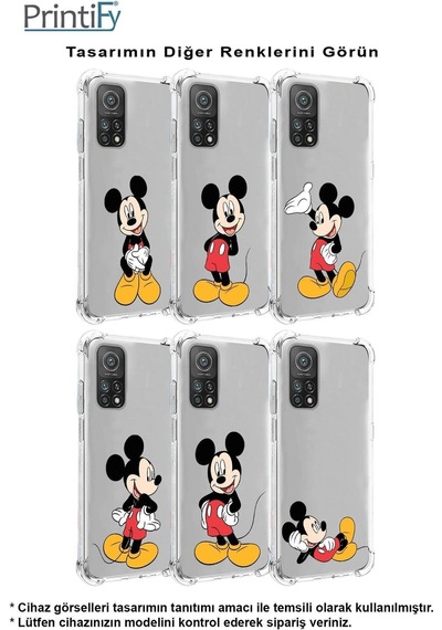 Samsung Galaxy M15 İle Uyumlu Mickey Mouse 7 Baskılı Şeffaf Köşe Korumalı Antişok Kılıf