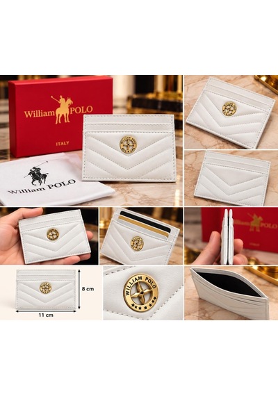 Williampolo Anka Hakiki Deri Unisex Kartlık-ince Tasarım Beyaz