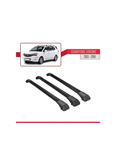 Ssangyong Turismo 2013-2019 Arası İle Uyumlu Ace-1 Ara Atkı Tavan Barı Siyah 3 Adet Bar