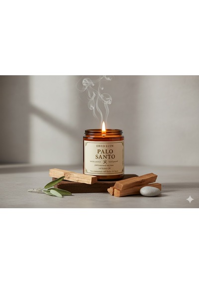 Palo Santo Kokulu % 100 Soya Özel Tasarım Kavanoz Mum Beyaz