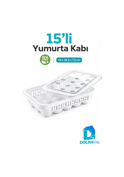 15 Li Kapaklı Yumurta Saklama Kabı Buzdolabı Yumurtalık Organizeri Bpa İçermez Beyaz