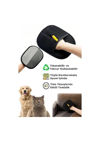 Kedi Köpek Tüy Toplayıcı Çift Taraflı Statik Temizlik Eldiveni Giysi, Halı, Koltuk Ve Mobilya