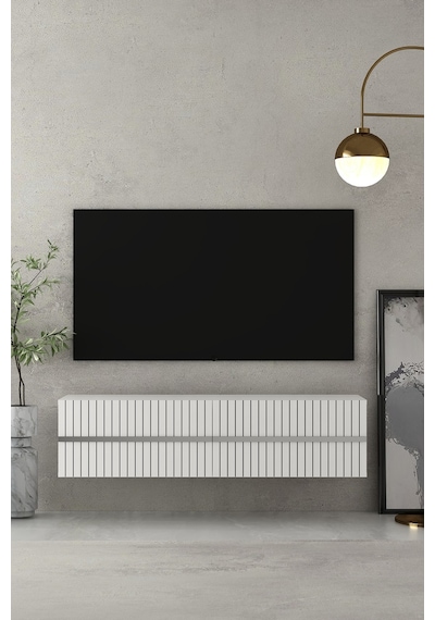 120dhdtda5bg Tedy Lazer Pleksi Desenli Duvara Monte Tv Sehpası Beyaz-gümüş