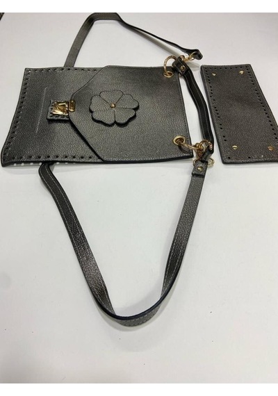 Karantuhafiye El Ve Sırt Çantası Örgü Seti / Suni Deri Silver Silver Çok Renkli