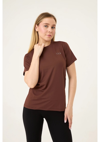 Zoor Kadın Kısa Kol Compression Fitness Gym Spor Body Tshirt Kahverengi