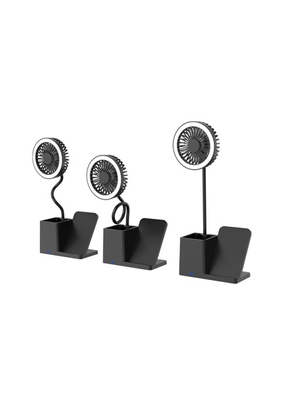 S-link Sl-m9055 10 Watt Kablosuz Şarj İstasyonlu Fanlı Kalemlikli Masa Lambası Siyah Diğer