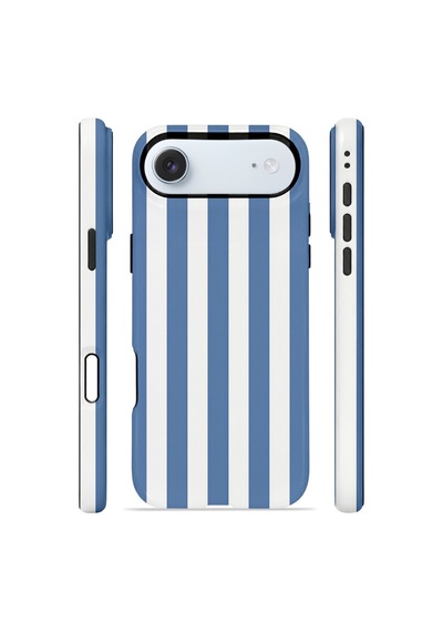 Apple iPhone Uyumlu 17 Air Vorian Çift Katmanlı Magsafe Kılıf Blue Marina Stripe