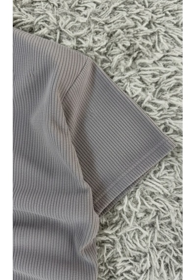 Fifty Color Erkek Nefes Alan Ottoman Fitilli Kumaş Takım - Polo Yaka Tişört Ve Eşofman Altı Kombini Gri